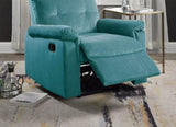 ZUN Luxurious Velvet Teal Blue Color Motion Recliner Chair 1pc Couch Manual Motion Plush Armrest Tufted B011P163885