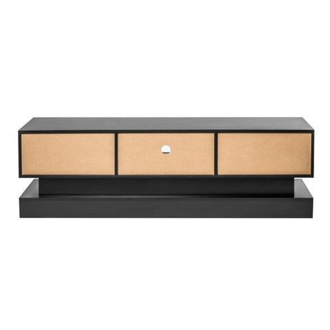 ZUN 63inch BLACK morden TV Stand with LED Lights,high glossy front TV Cabinet,can be assembled in Lounge 60473965