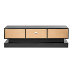 ZUN 51.18inch Black morden TV Stand with LED Lights,high glossy front TV Cabinet,can be assembled in 85296234