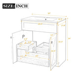 30'' Bathroom Vanity with Ceramic Sink Combo, Modern Freestanding Storage Cabinet with Gold Handles, N710P194898B