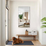 55"x30" Oversized Modern Rectangle Bathroom Mirror with Silver Frame Decorative Large Wall Mirrors W708P297404