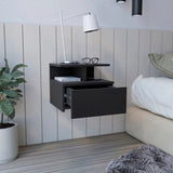 Adele Floating Nightstand , End Table, Side Table Drawer, Open Top Shelves -Black B07092134