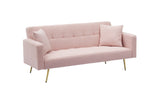 71.7 - inch Pink Teddy Fleece Sofa Bed with Two Complimentary Throw Pillows W3356P298512