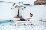 Lounge Chair Outdoor with Wood Texture, Oversized Chaise Chair with 5 Positions, HDPE, Patio W2103P254599