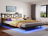 Queen Size Floating Bed Frame with Headboard and Storage, Full Size Platform Bed Frame with USB 90559466