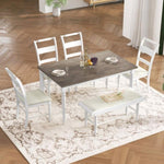 ZUN 6-peice Dining Set with Turned Legs, Kitchen Table Set with Upholstered Dining Chairs and 67870408