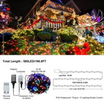 ZUN Christmas Lights Outdoor, 197 FT 580 LED Christmas Decorations Lights/Waterproof String Fairy Lights 41960629