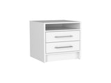 Eter Nightstand , End Table, Side Table Superior Top, Two Drawers -White B07091864