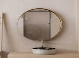 31.5 Inch Surface Mount Round Metal Framed Medicine Cabinet with Mirror and Adjustable Shelves Black W1435P194675