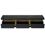 ZUN ON-TREND Luxury TV Stand High Gloss Faux Marble Top for TVs Up to 78'', Rectangle Media Console WF323980AAB