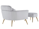 Half Disassembled Single Chair With Gold Feet And Pedals Flannelette Indoor Leisure Chair Light Gray 57652895