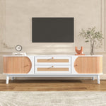 ZUN Rattan TV Stand for TVs up to 75'', Modern Farmhouse Media Console, Entertainment Center with Solid WF316663AAK