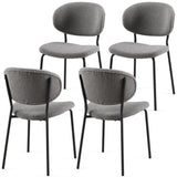 Grey Boucle Fabric Dining Chairs Set of 4, Mid-Century Modern Dining Kitchen Dining Room W1164P195045