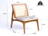 Set of 2 Mid Century Modern Rattan Dining Chairs, Solid Rubber Wood Frame Dining Side Chairs with 72703501