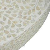 35x35x16" Unique Cream Capiz Coffee Table with Gold Pedestal Base W2078P154260