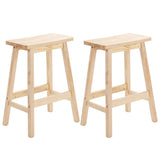 Set of 2 Saddle Seat Counter Stools, 24" Wood Bar Stools for Dining Room Kitchen Pub Chair, Wood 95221143