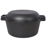 2 in 1 Pre-Seasoned Cast Iron Dutch Oven With Dual Handles, Outdoor Camping Deep Pot for Camping W465P216245