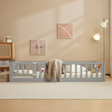 Fence Bed With Door With Board Grey Painted Pine Full Children's Bed 13643984