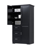 Tall and Wide Storage Cabinet with Doors for Bathroom/Office, Three Drawers, Black WF299285AAB