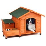 88*106*77cm Wooden Feral Dog House for Outdoor and Indoor, Pet House with Food Bowl& Food Storage 97181304