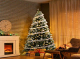 7.5 FT Artificial Snow Tipped Christmas Tree with DIY 350 Warm Lights Remote Control, Hinged Xmas 88889433