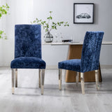 Set of 2 Modern Dining Chairs with Plush Velvet Upholstery, Sturdy Stainless Steel Legs & S-Shaped D772095825