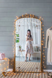 76" x 40" Lavish Full Length Mirror, Antique Gold Metal Floor Mirror for Living Room, Bedroom W2078124335
