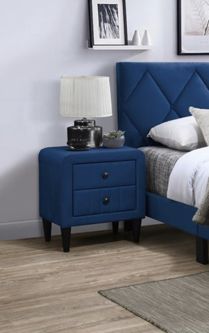 ZUN Navy Blue Color Velvet Gorgeous 1pc Nightstand Bedside Table 2x Drawers Bedroom Furniture Sleek B011P190168