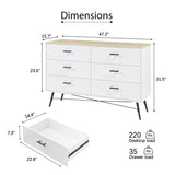 ZUN 6 Drawer Dresser for Bedroom with Deep Drawers, Wood & Chest of Drawers, Modern White Long W1820P152744