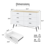 ZUN 6 Drawer Dresser for Bedroom with Deep Drawers, Wood & Chest of Drawers, Modern White Long 77098686