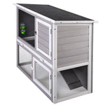 ZUN Wooden Rabbit Hutch with Pull Out Tray, Weatherproof 2-Tier Bunny Run Cage, Outdoor Animal Enclosure W2181P155147