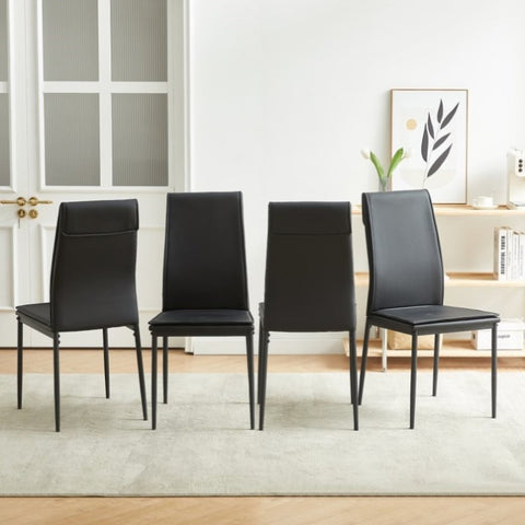 ZUN Dining chairs set of 4, Black modern kitchen chair with metal leg W24154187