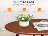 Outdoor Side Table with Imitation Wood Tabletop, Weather Resistant Patio Side Table, Round Outdoor 89796304