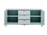 U_STYLE Sideboard with Wave Design - 3 Adjustable Shelves, 3 Drawers & Soft-Close Doors, Storage N711P269066C