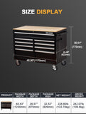 Extra-Deep 46In 9-Drawers Rolling Tool Chest, Mobile Tool Storage Cabinet/Work Bench with Wooden W3037P288786