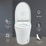 Smart toilet with Built-in Seat, One Piece Elongated Modern Toilet with Adjustable Temp N753P222587W