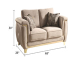 Leena Contemporary Style Upholstery Loveseat Made with Wood in Gold accent & Beige B009P264618