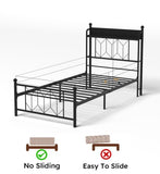 Twin Bed Frames , Headboard and Charging Station & LED Light for Bedroom, Solid and Stable, Noise W2129P314785