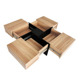Unique Design Coffee Table with 4 Hidden Storage Compartments, Square Cocktail Table with Extendable 93568646