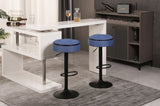 Round Storage Bar Stool Set of 2, Blue Linen Height Adjustable Barstool, 360&degCounter Height Swivel W2200P196799