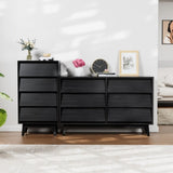 ZUN 6 Drawer Double Dresser Features Vintage-style and Bevel Design 09136501