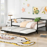 Twin Size Metal Daybed with Adjustable Trundle, Pop Up Trundle, Black 55665672