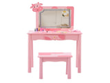 Pink MDF solid wood legs, spray paint silkscreen printing, cow pattern, 1-drawer children's 02786940