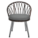 U_STYLE Outdoor Leisure Set, 2 Rattan Single Chairs with A Glass Round Table, Perfectly Suited for N711P256422D