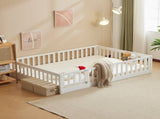 Fence Bed With Door With Board White Painted Pine Queen Children's Bed 95870434