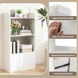 White Freestanding Bookshelf with 3-Tier Shelf 51964760