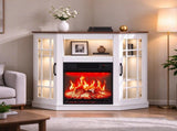 White Washed Cabinet with Vintage Brown Top, 109.5*51*81.3cm, Embossed Particle Board with Melamine 29851052