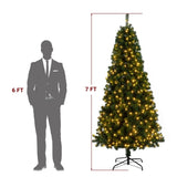 ZUN 7ft 1100 Branches PVC Material DIY 200 Lights Warm Color 8 Modes Christmas Tree Green 69383356