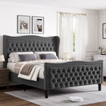 ZUN LIFT UP VELVET GRAY FULL SIZE BED W2239P242443