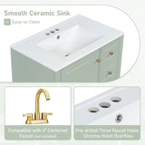 30" Bathroom Vanity with Sink, One Door with Shelf and Three Drawers, Soft Close Door, Light Green N759P225994G